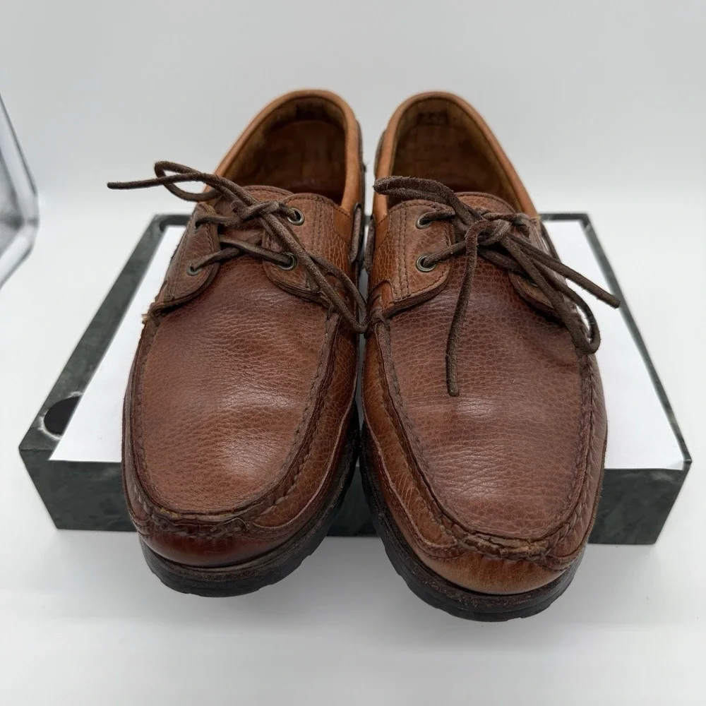 Allen Edmonds Woodhaven Boat Shoes Men's 9.5 D Brown Leather Moc Toe USA